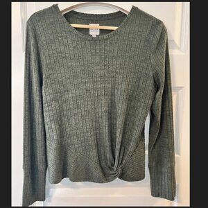 NIC+ZOE Long Sleeve Knit Top in Olive Green